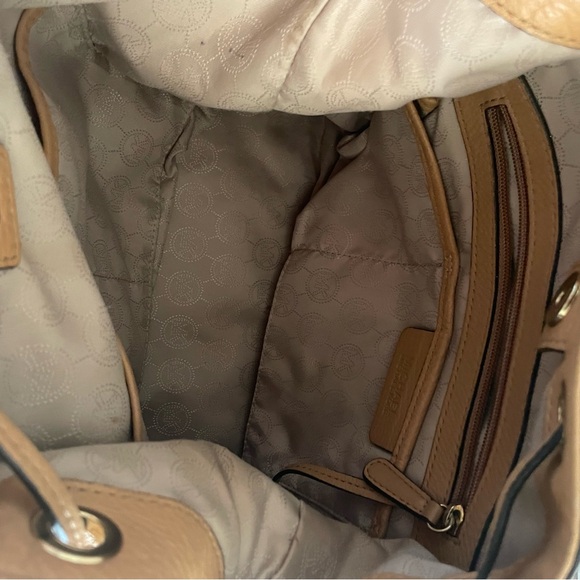 MK saddle and black soft leather Drawstring Bucket Bag - Picture 8 of 9